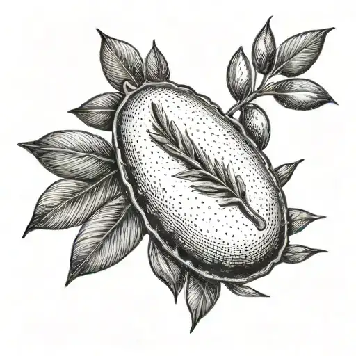 single olive in a vintage frame, olive in center of frame tattoo design idea