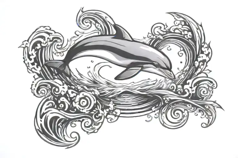 dolphin jumping through infinty sign tattoo design idea