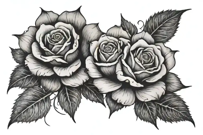 Two black roses without stems tied together tattoo design idea