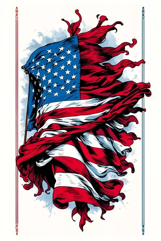 Betsy ross flag, vertical, no border tattoo design idea