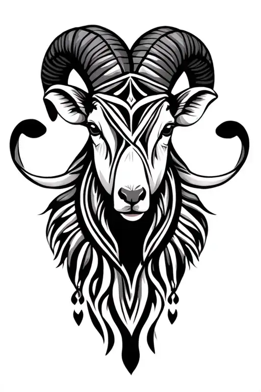 African tribal ram tattoo design idea