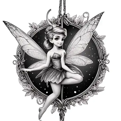 aerial silks tinker bell tattoo design idea
