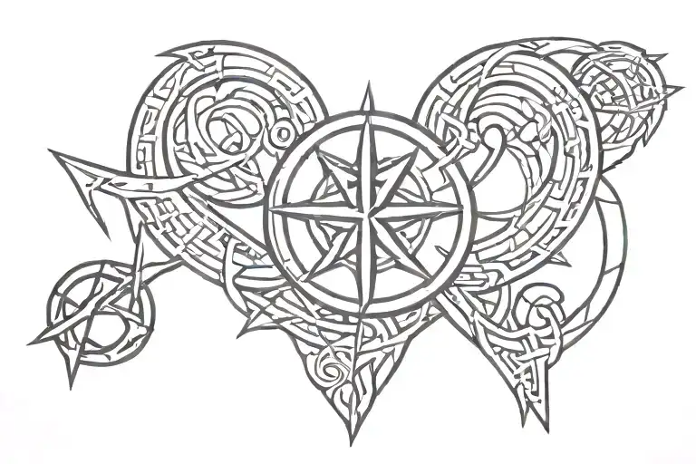 family of 5 and Corinthians symbol merging tattoo design idea