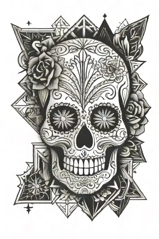 Mexican sugar skull tattoo design idea