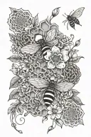 honeycombs and flowers  tattoo design idea