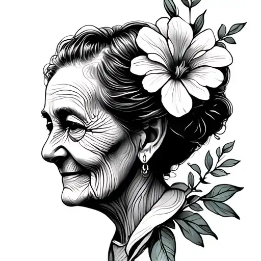 memorial for grandmother, minimalistic, fine line,  tattoo design idea
