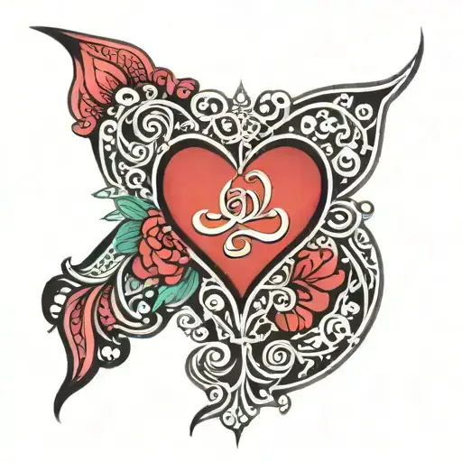 Sanskrit karma love heart tattoo design idea