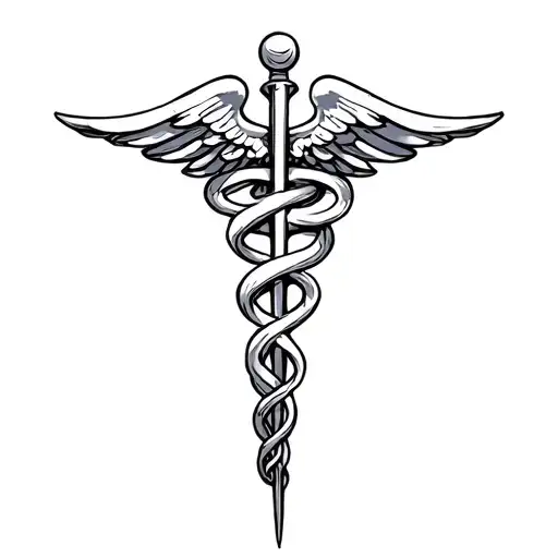 caduceus staff symbol tattoo design idea