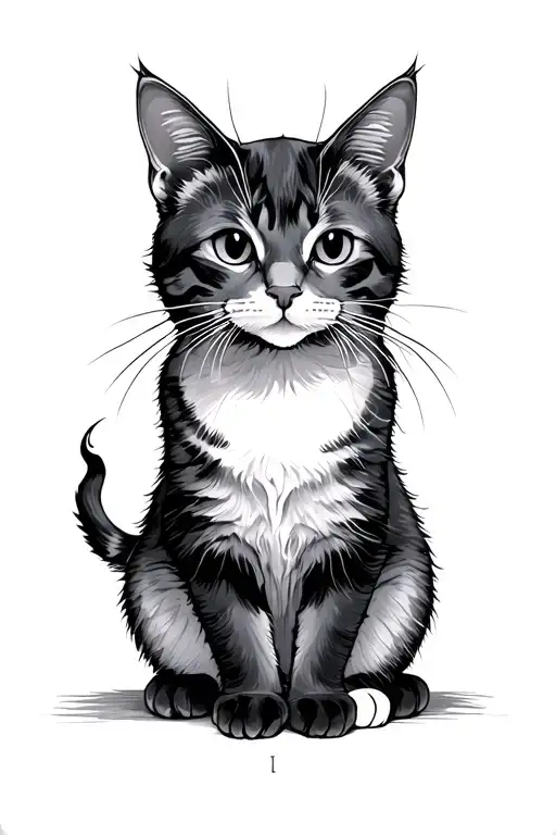 semicolon cat sitting tattoo design idea