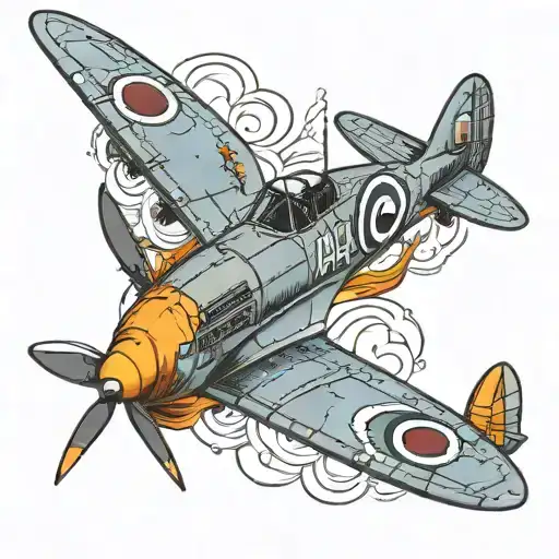 spitfire fighter plane tattoo design idea