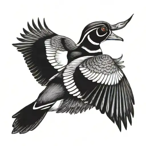 male wood duck hunting tattoo design idea