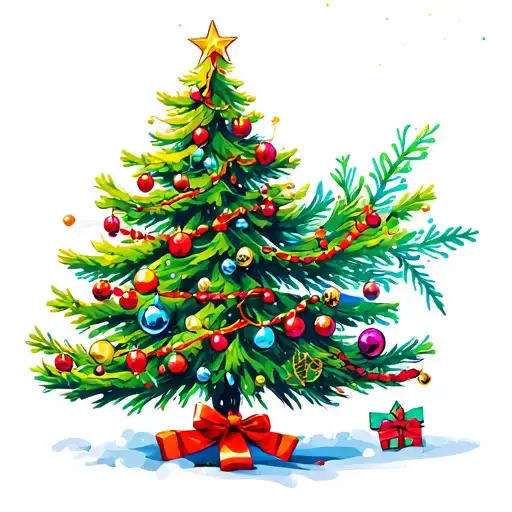 Colorful Christmas tree tattoo design idea