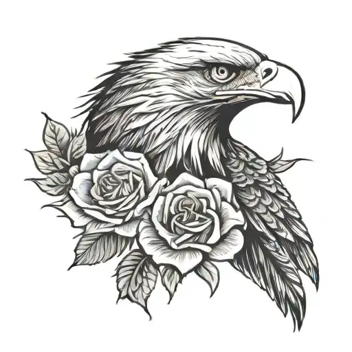 The eagle holds a rose tattoo design idea