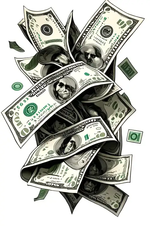 money falling tattoo design idea