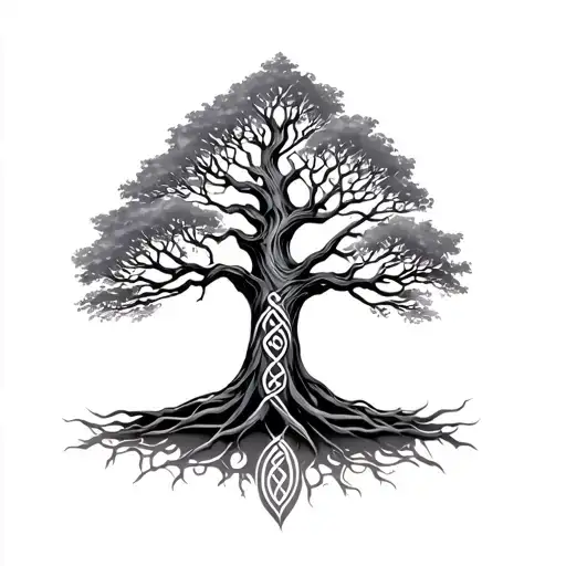 tree of life mystic oak tree celtic tattoo design idea