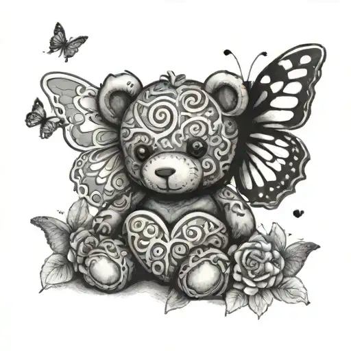 Aden Pugh 08,18,24 my love 'with teddy bears hearts and butterflies' tattoo design idea
