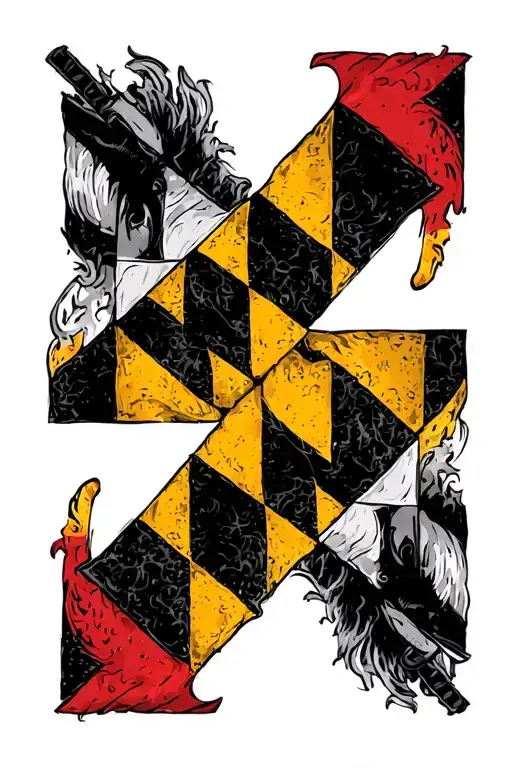 maryland flag and firefighting tattoo design idea
