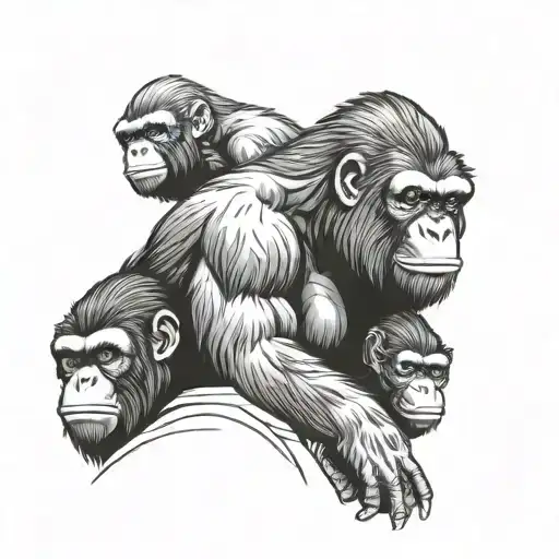 Five Great Apes combined tattoo design idea