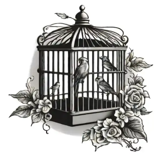 Bird Cage tattoo design idea