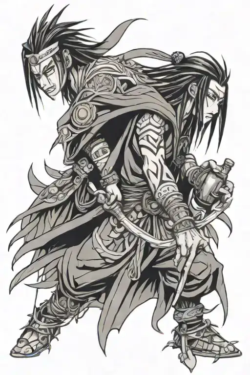 Amidamaru Shaman king fighting tattoo design idea