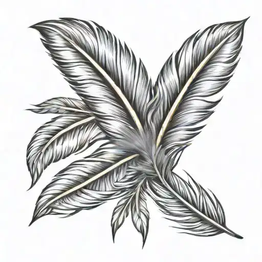 gold  indian feathers tattoo design idea