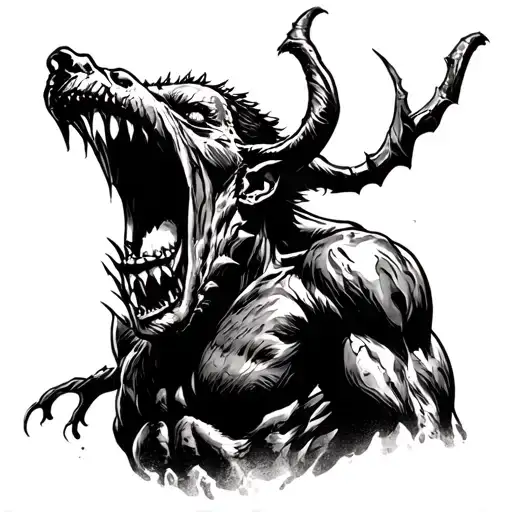 pantera cowboys from hell screaming demon tattoo design idea