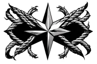 Gaelic pattern emitting from a true north star with roping tattoo design idea