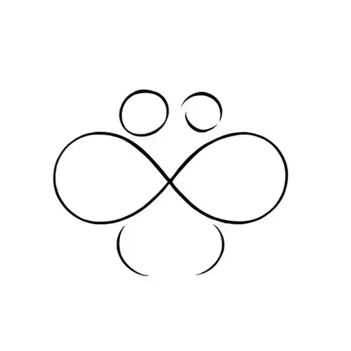 infinity symbol fine line with three spheres  tattoo design idea