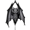 lace bat hanging upside tattoo design idea