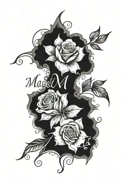 wife's name "Maci", wedding date "9.26.25", some fillers so it doesn't just look thrown on my forearm and random  tattoo design idea