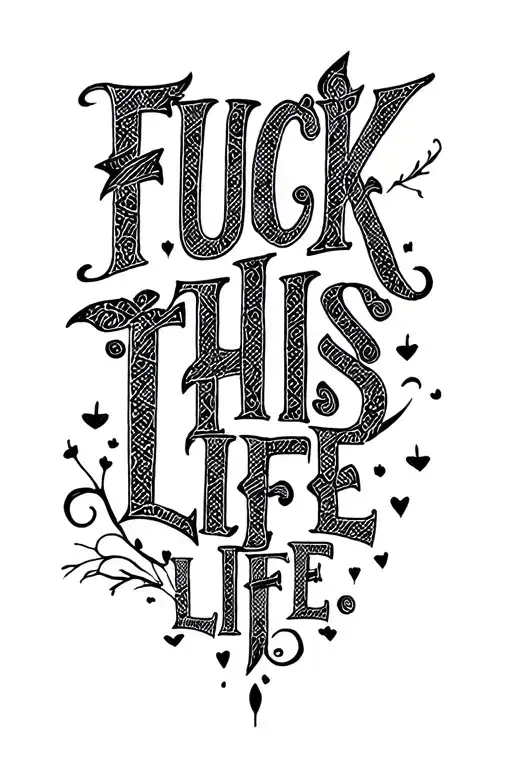 "Fuck this life" witchy tattoo design idea