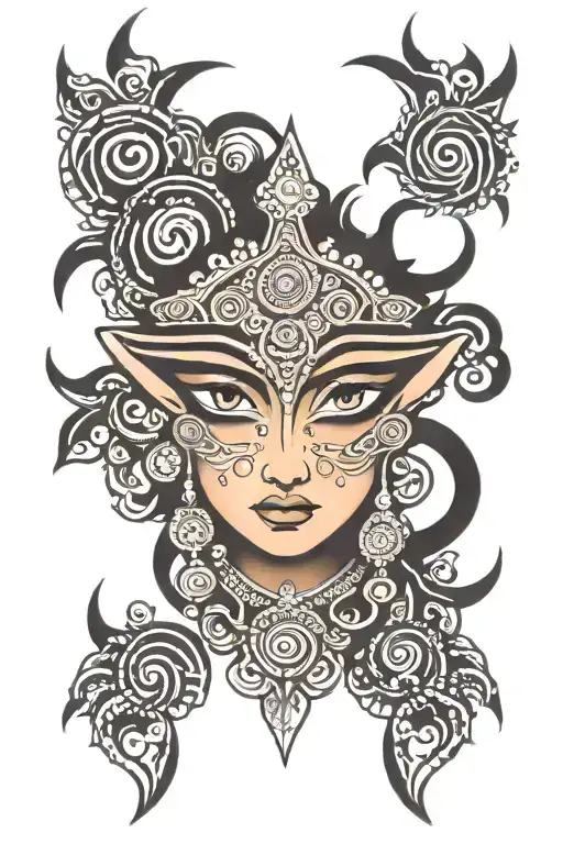 durga eyes with name tattoo design idea