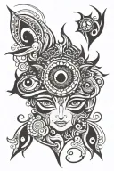 durga eyes with name tattoo design idea