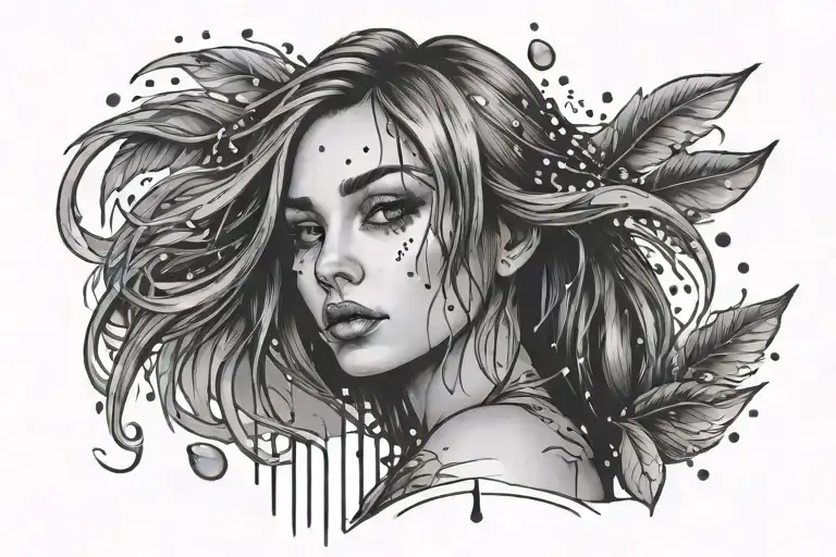 Gianna with rain drops tattoo design idea