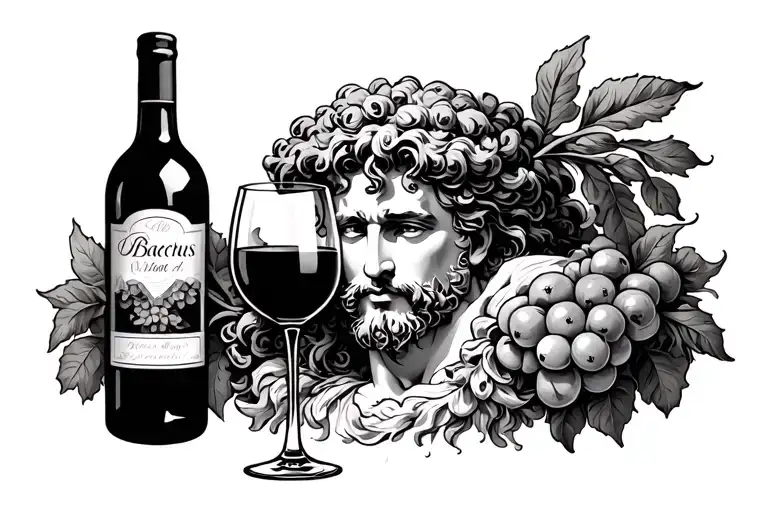 Bacchus God of Wine tattoo design idea