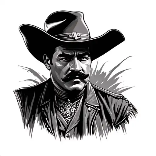 pancho villa with an angle under him tattoo design idea