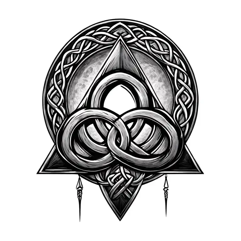 Triangle made from Celtic trinity Knot tattoo design idea