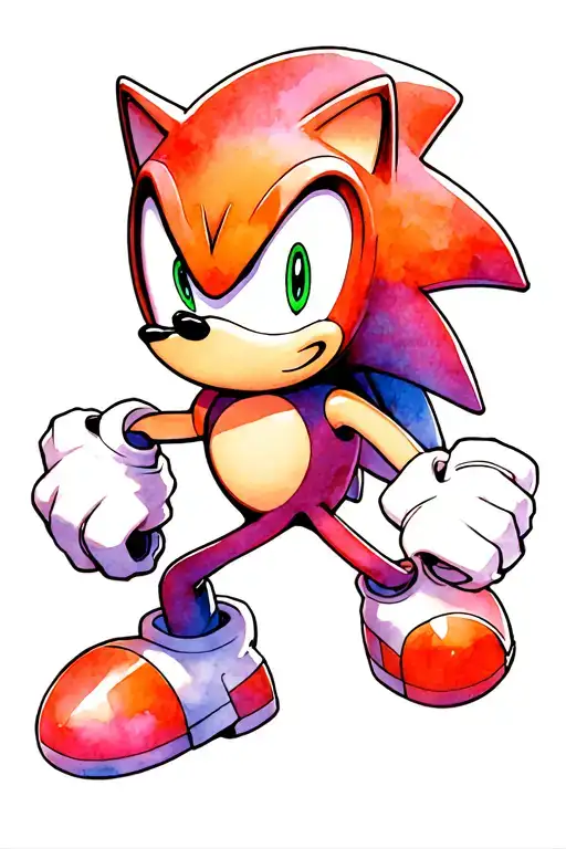 knuckles - a sonic the hedgehog character - running tattoo design idea