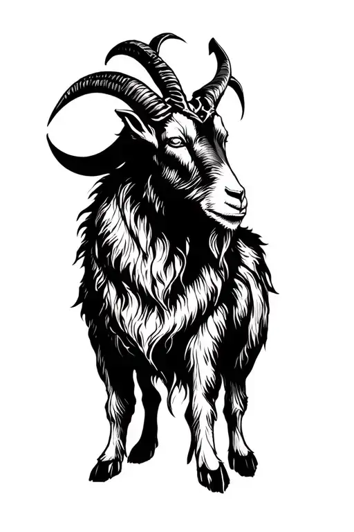 goat standing devil tattoo design idea