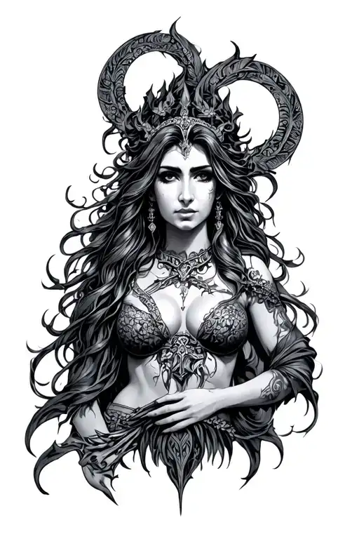 goddess nemesis goddess of revenge tattoo design idea