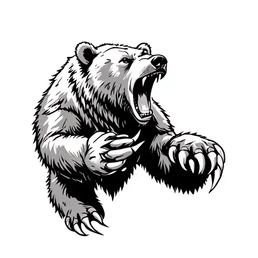 grizzly bear roaring with claw marks tattoo design idea