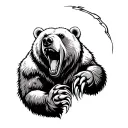 grizzly bear roaring with claw marks tattoo design idea