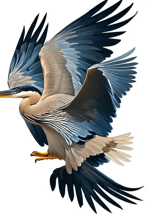 heron flying tattoo design idea