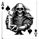 ace of spades playing card with grim reaper holding can of gas and lighter tattoo design idea