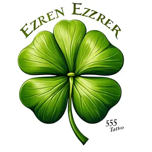 4 leaf clover with 555 and the name Ezren tattoo design idea