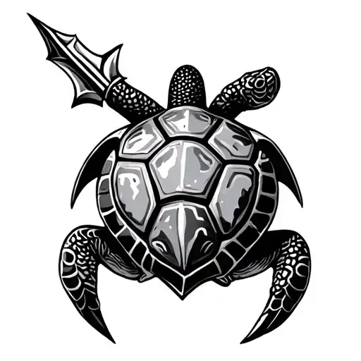 tortuga con arco e flecha tattoo design idea