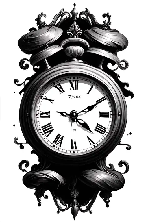 analog clock with the time 7:24 fading away tattoo design idea