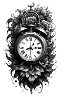 analog clock with the time 7:24 fading away tattoo design idea