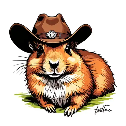 texas prarie dog, cowboy hat tattoo design idea