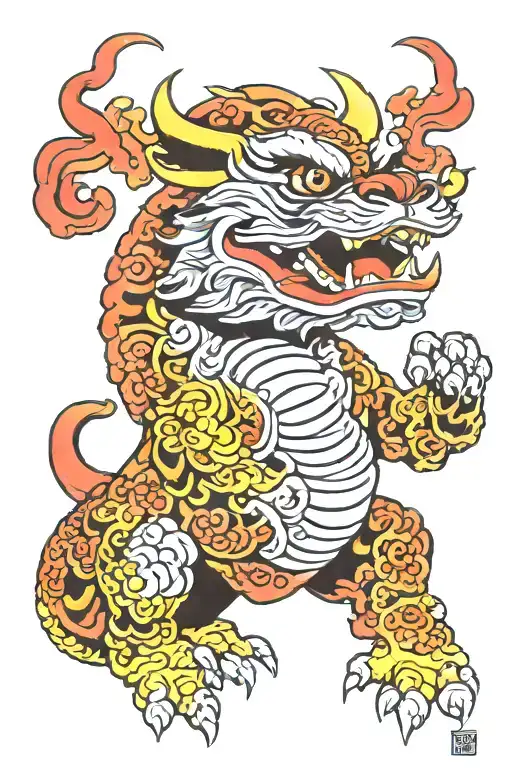 fu dog tattoo design idea